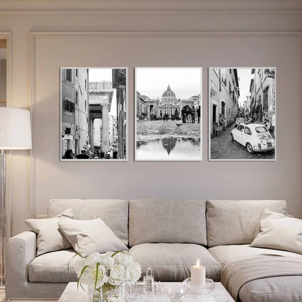 Modern black white poster set.