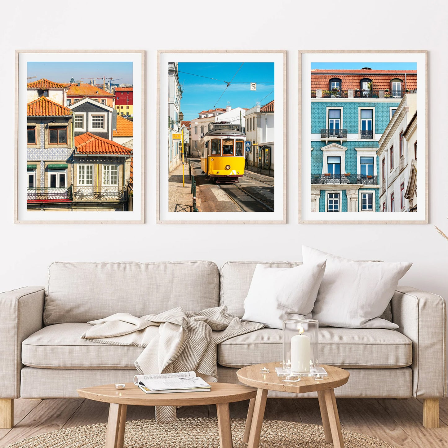 Wall art set of 3 Lisbon poster.