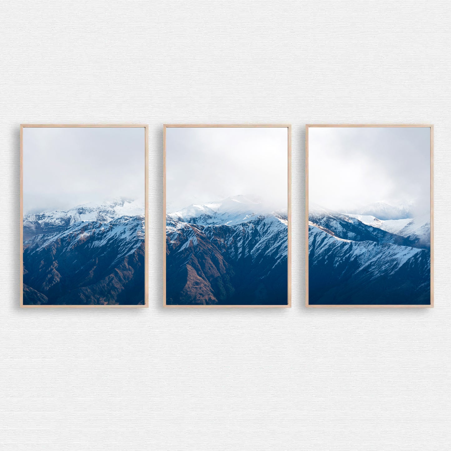 New Zealand landscape with snowy mountain wall art.