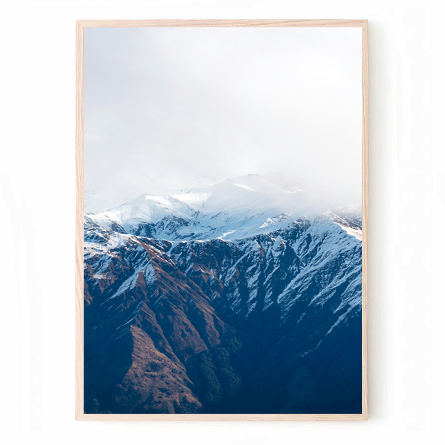 New Zealand Landscape with Snowy Mountain Wall Art | Blue Mountain Set