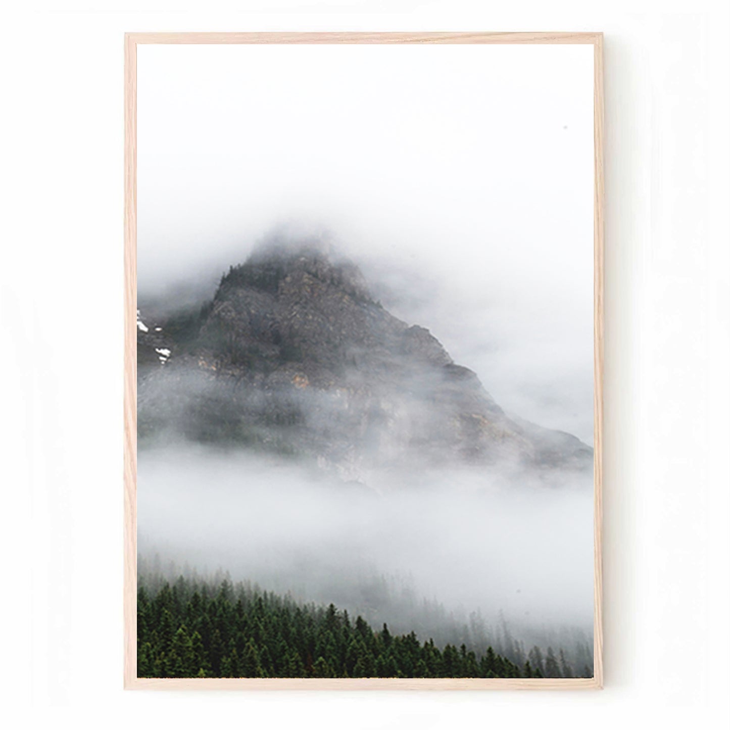 Nordic Nature Misty Landscape Wall Art Set | Foggy Mountains Triptych