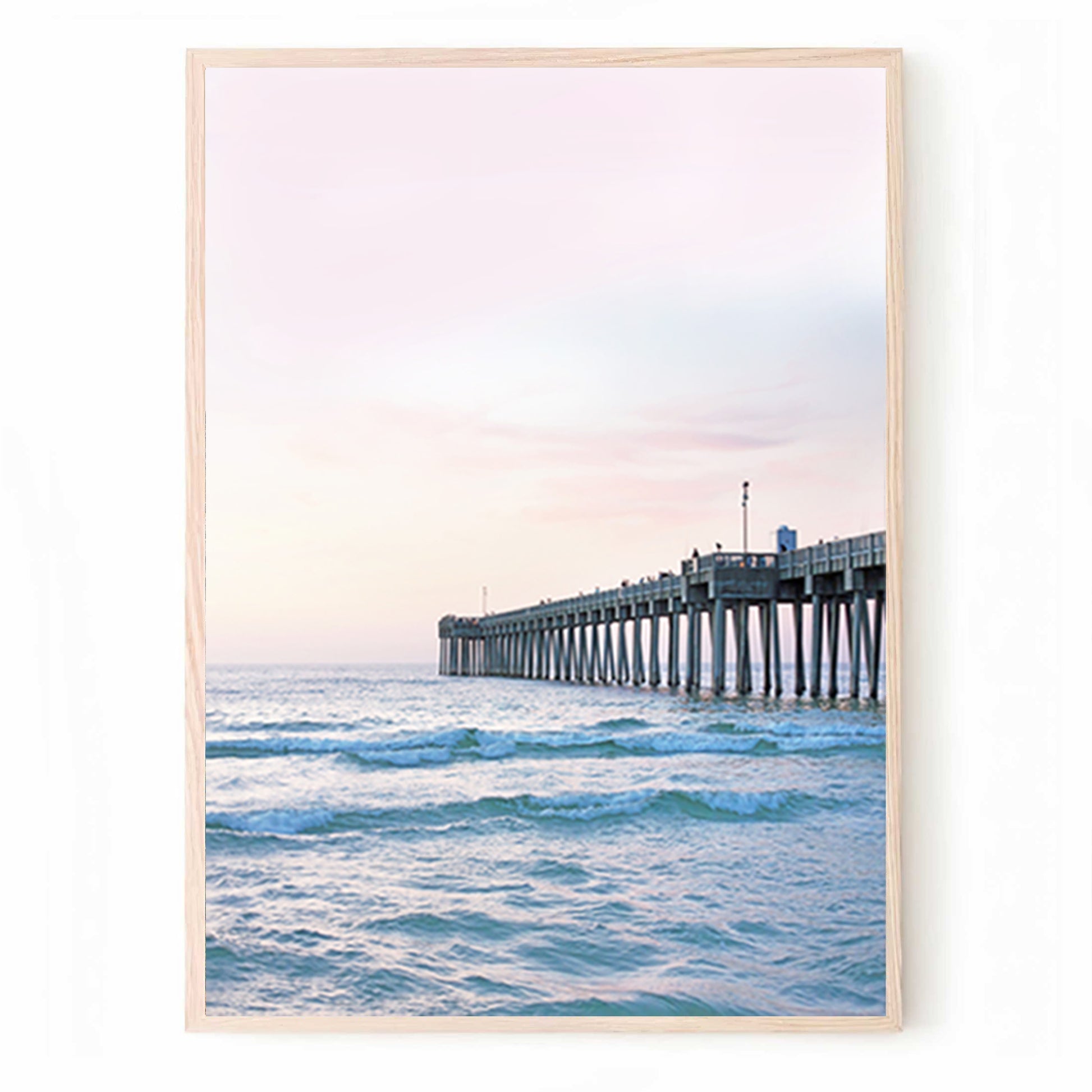 Pier on sunset wall art.