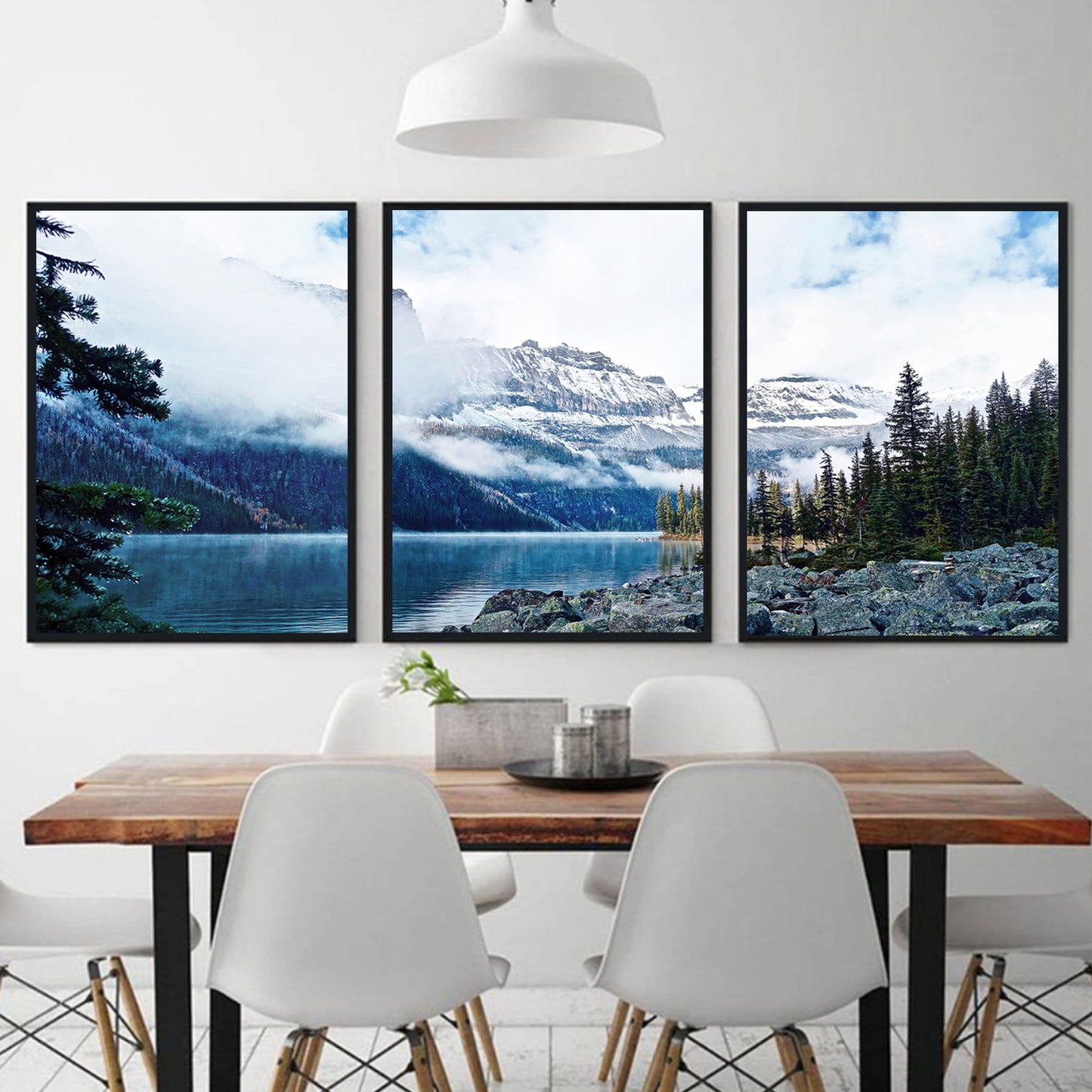 Mountain landscape triptych in black color frames.