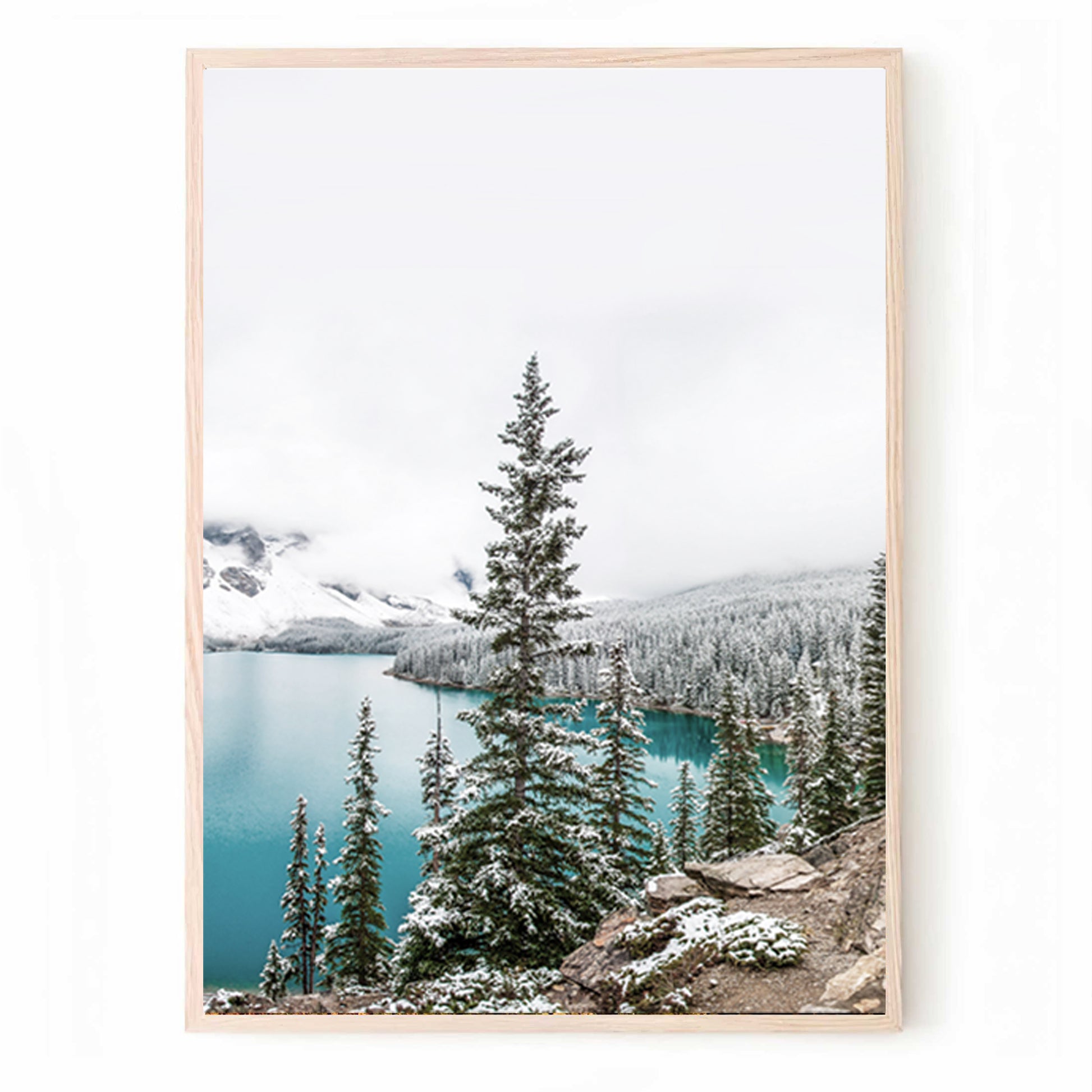 Mountain lake print.