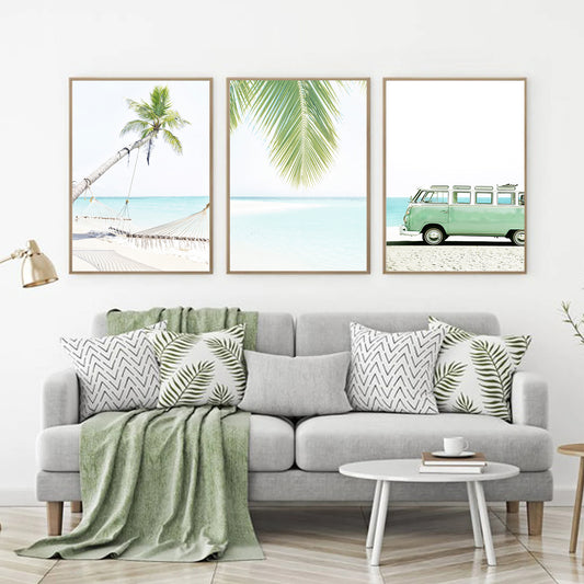 Summer wall art set in in light green shades.
