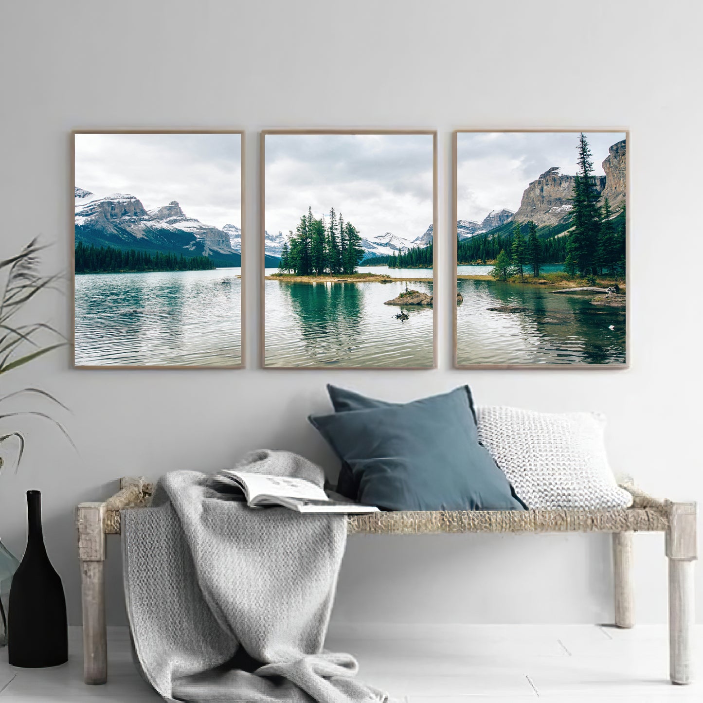 Mountain lake triptych set of 3 prints.