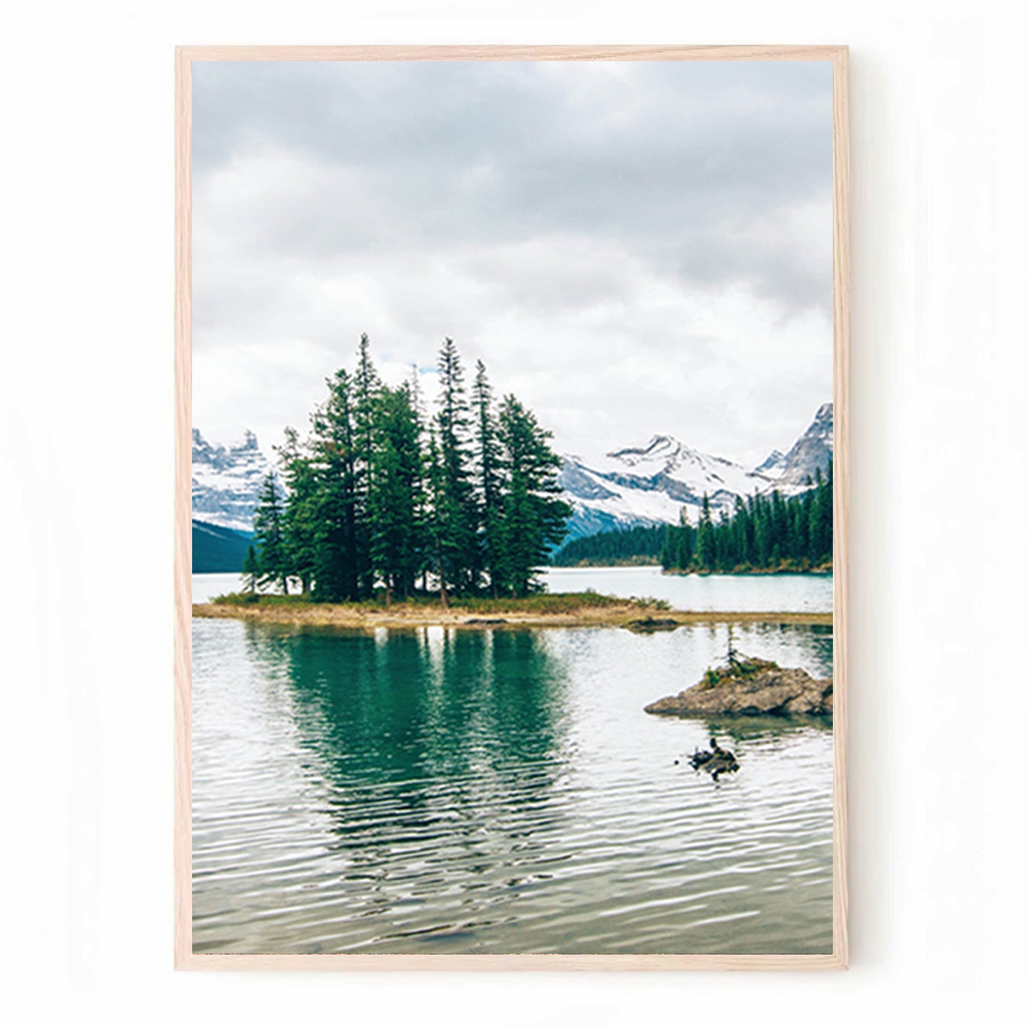 Spirit Island on Maligne Lake Wall Art | Nordic Mountain Lake Triptych