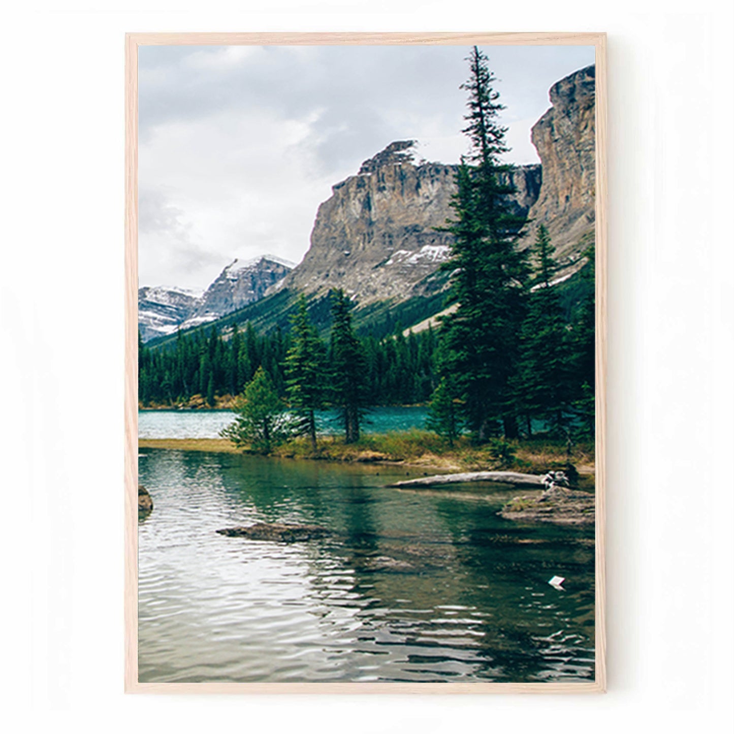 Décoration murale Spirit Island sur le lac Maligne | Triptyque nordique sur les montagnes et les lacs