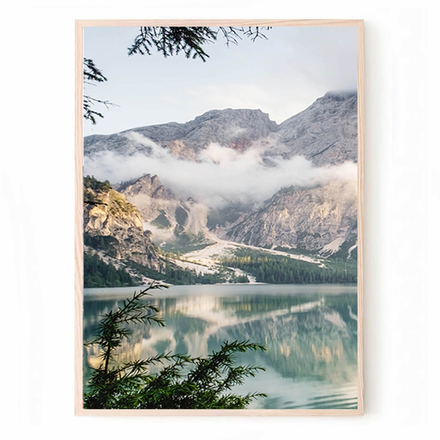 Triptyque Lac de montagne avec chalet | Paysage naturel, art mural en 3 parties