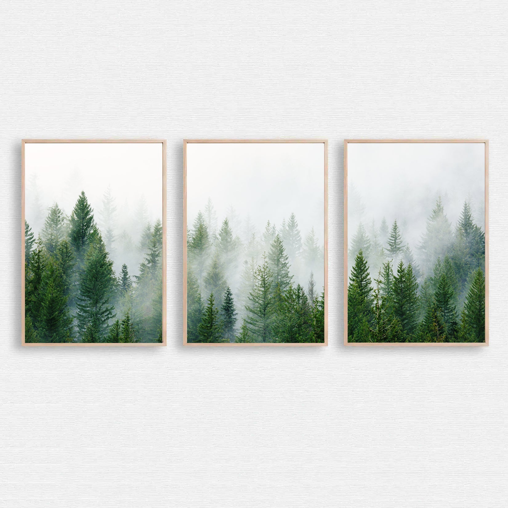Foggy forest wall art.