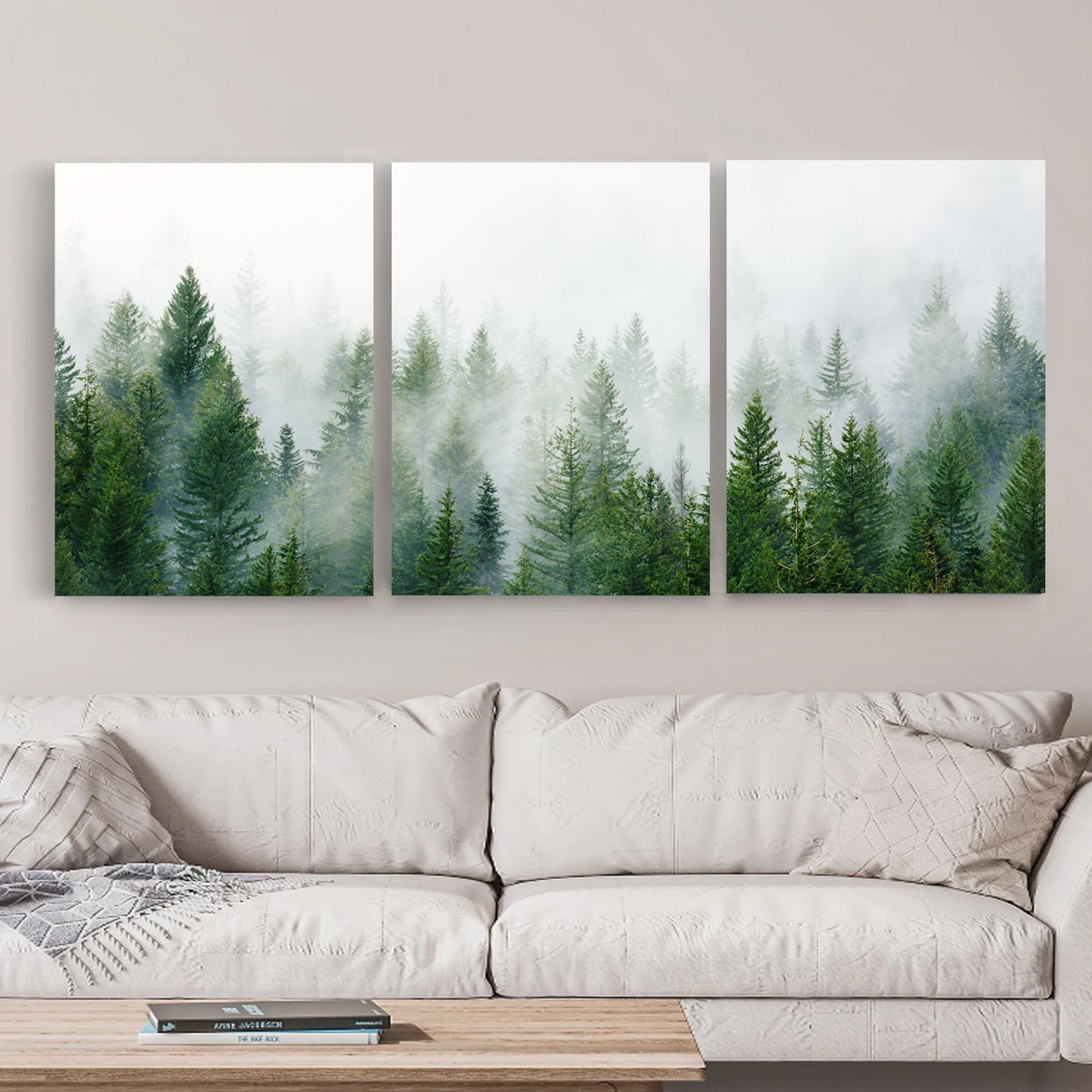 Misty forest wall art.