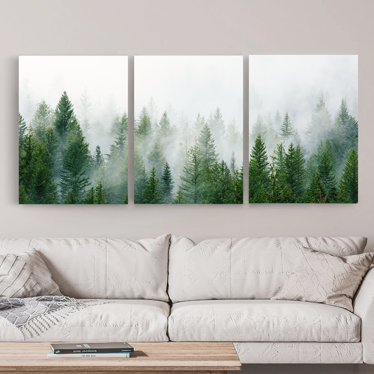 Misty forest wall art.