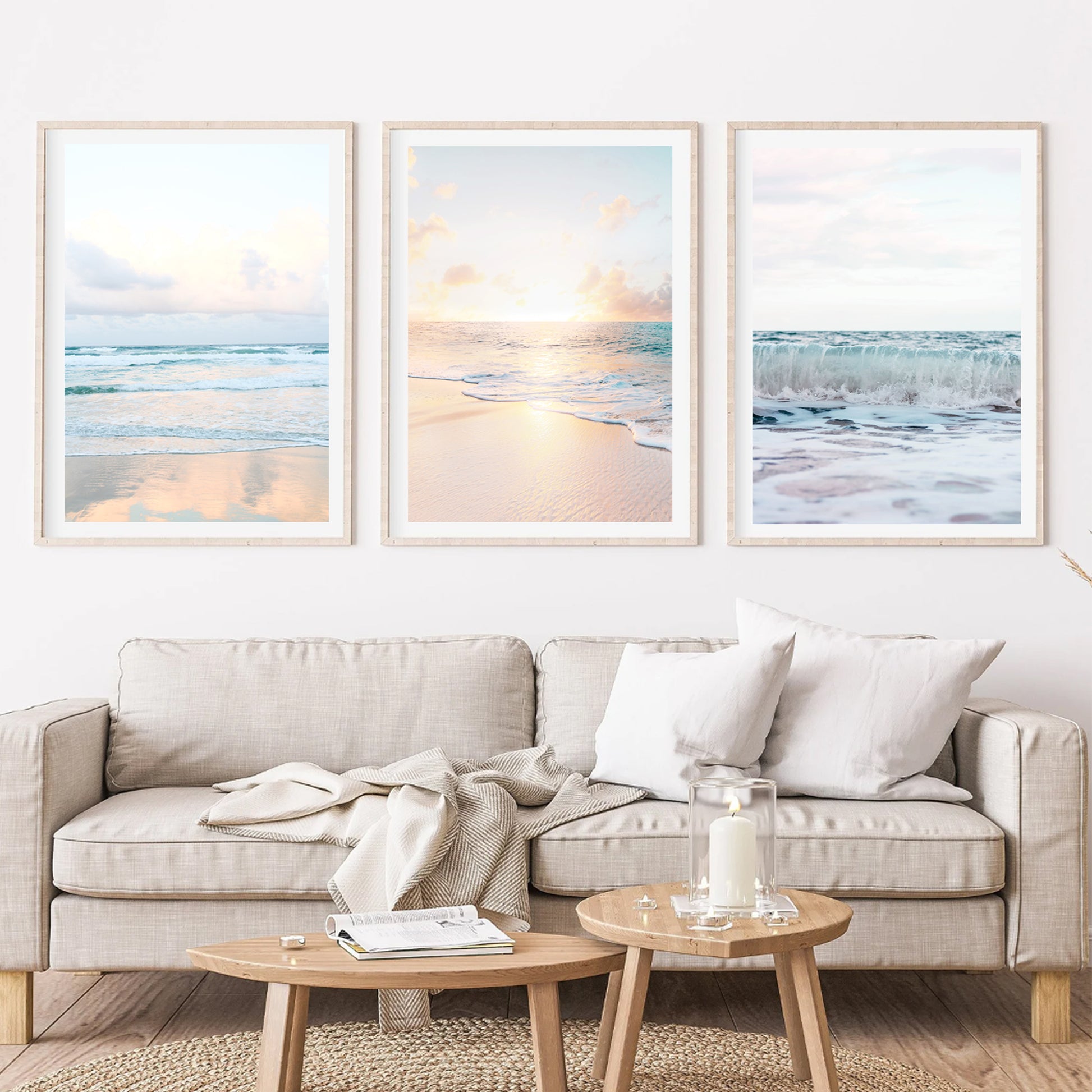 Pastel colors ocean prints.