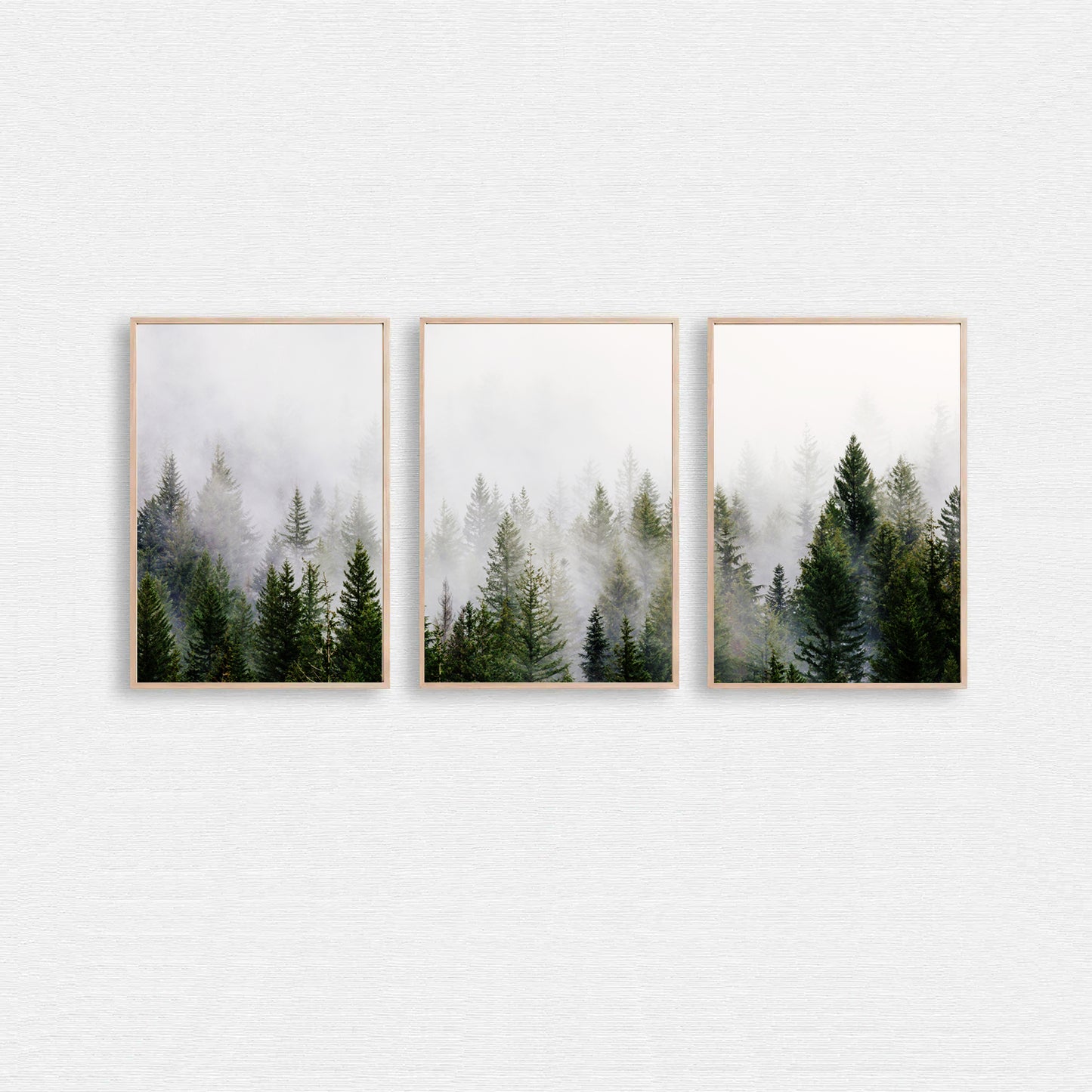 Foggy forest 3 piece wall art.