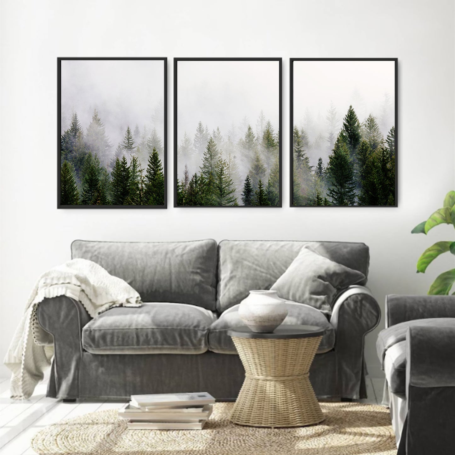 Scandinavian style wall decor with forest.