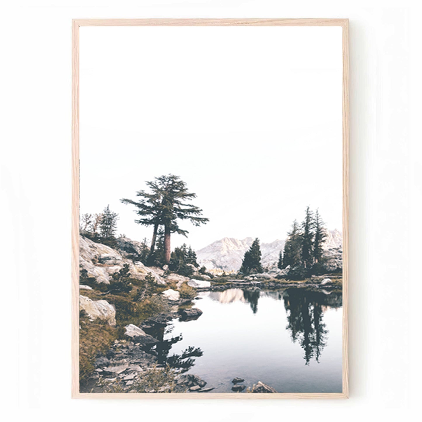 Bergsee mit Bär 3-teiliges Wandbild | Herbst Natur Triptychon