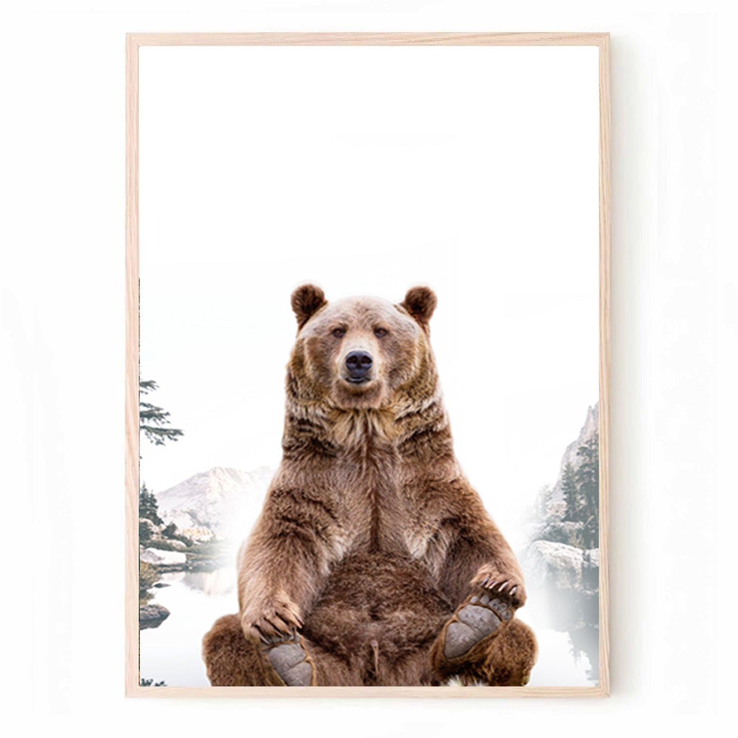 Mountain Lake with Bear 3 Piece Wall Art | Autumn Nature Triptych