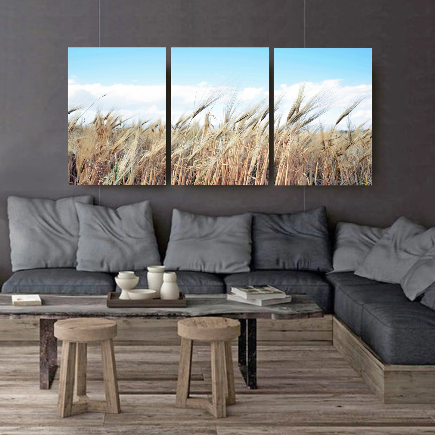 Ears of wheat canvas print set.