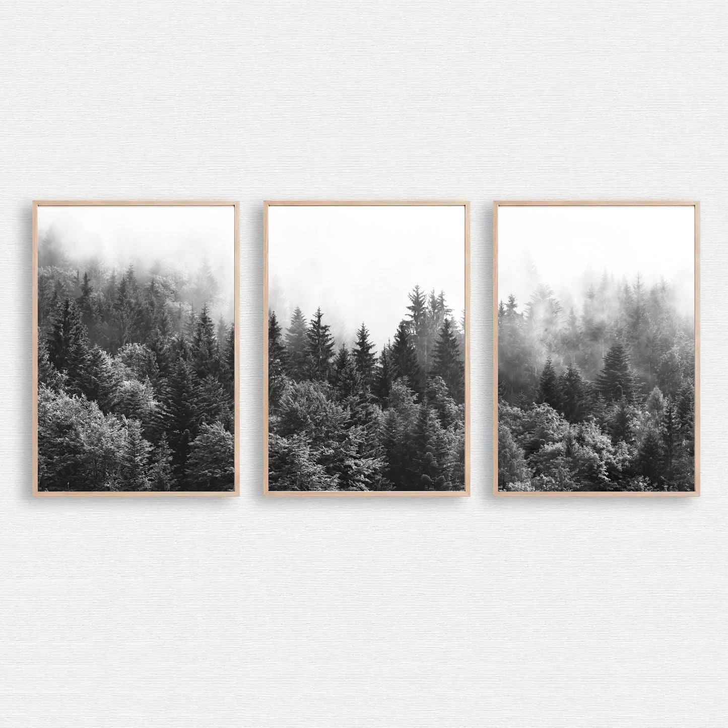 Foggy forest 3 piece wall art.