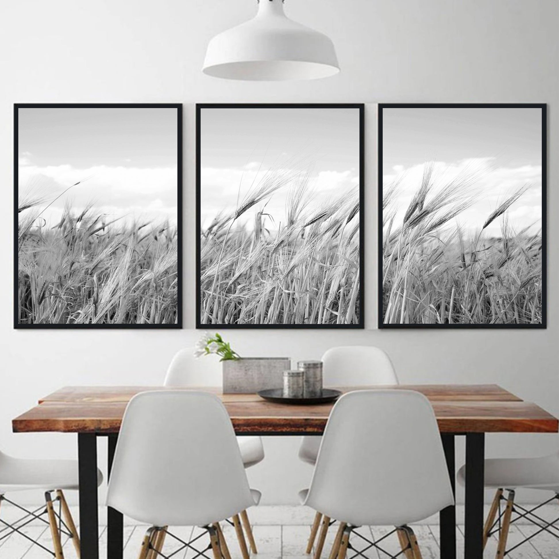Office wall art with nature landscape.
