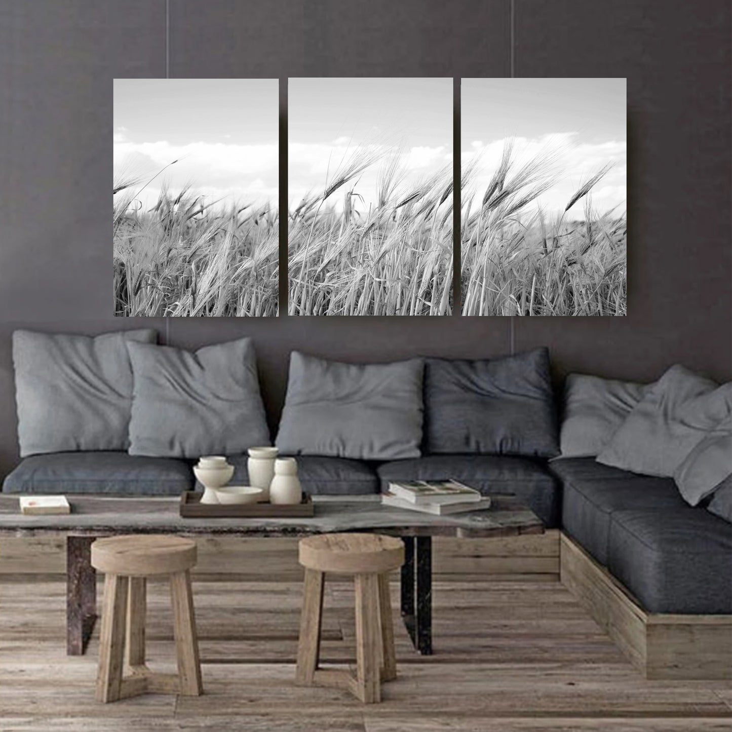 Ears of wheat three canvas prints.