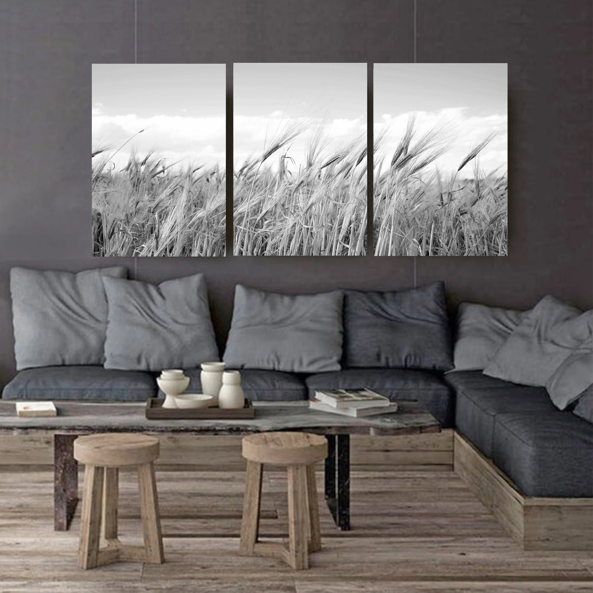 Ears of wheat three canvas prints.
