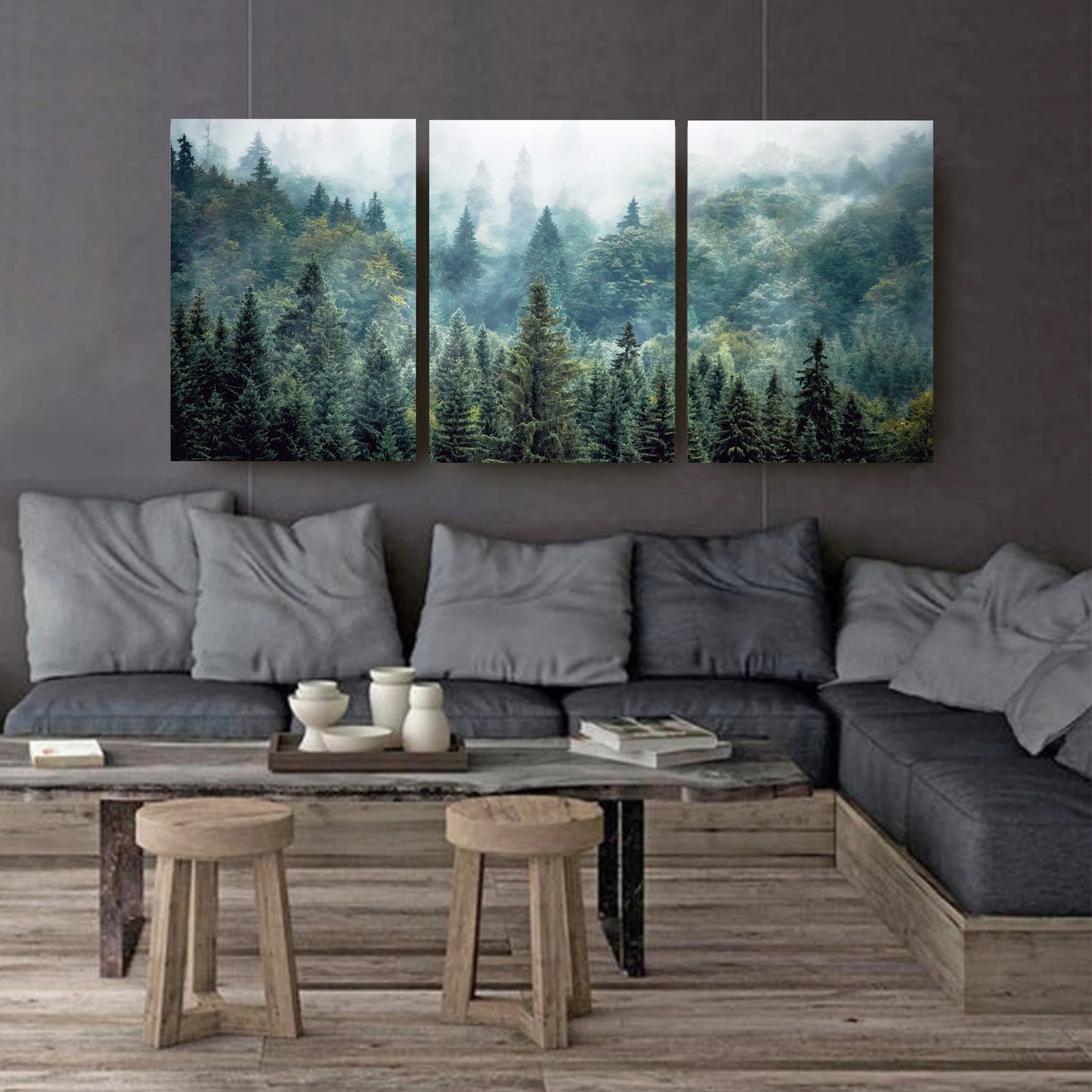 Misty forest canvas art.
