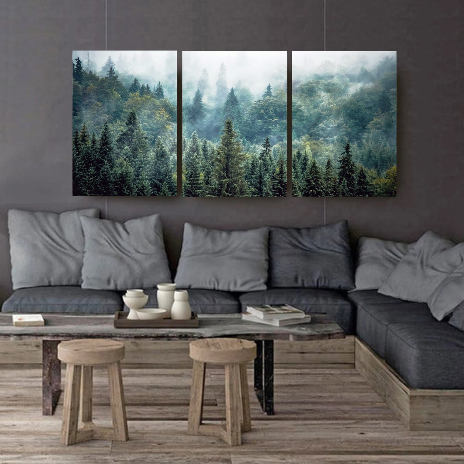 Misty forest canvas art.