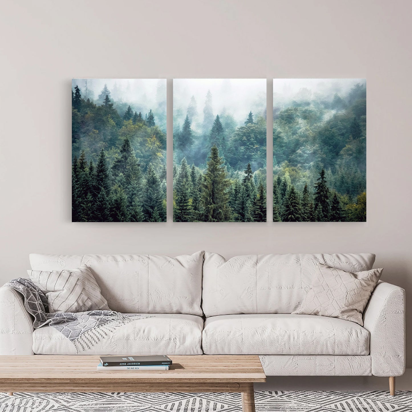 Foggy forest print.