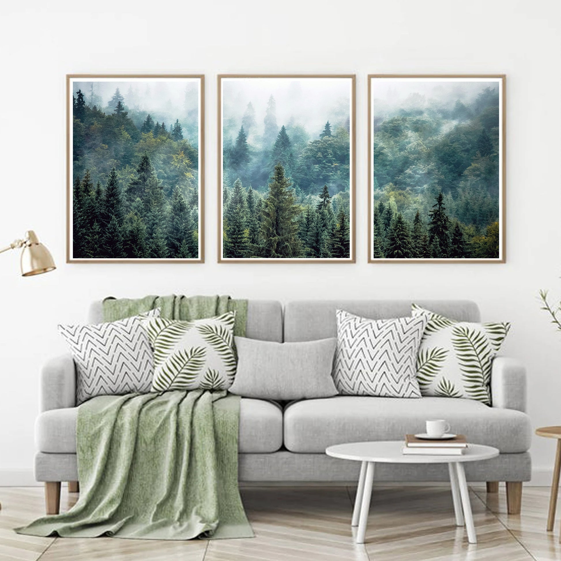 Green forest framed prints.