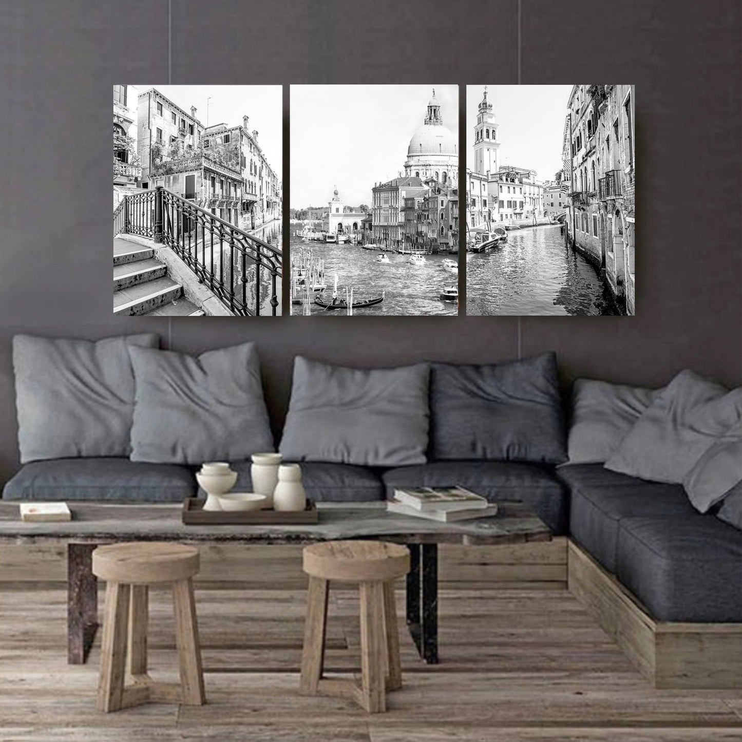 Venice canvas triptych for living.