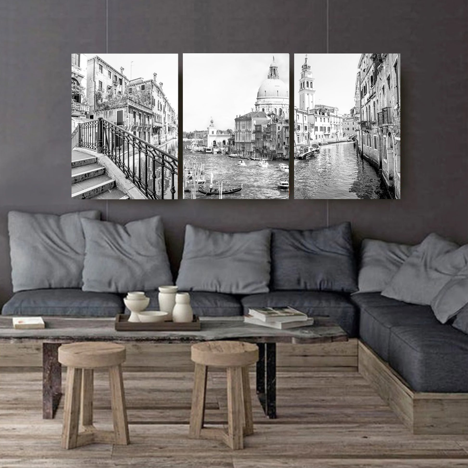 Venice canvas triptych for living.