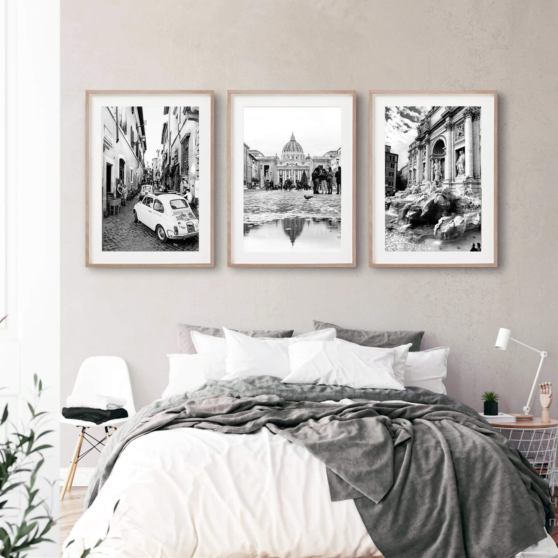 Rome St. Peter's Basilica and Trevi Fountain prints.
