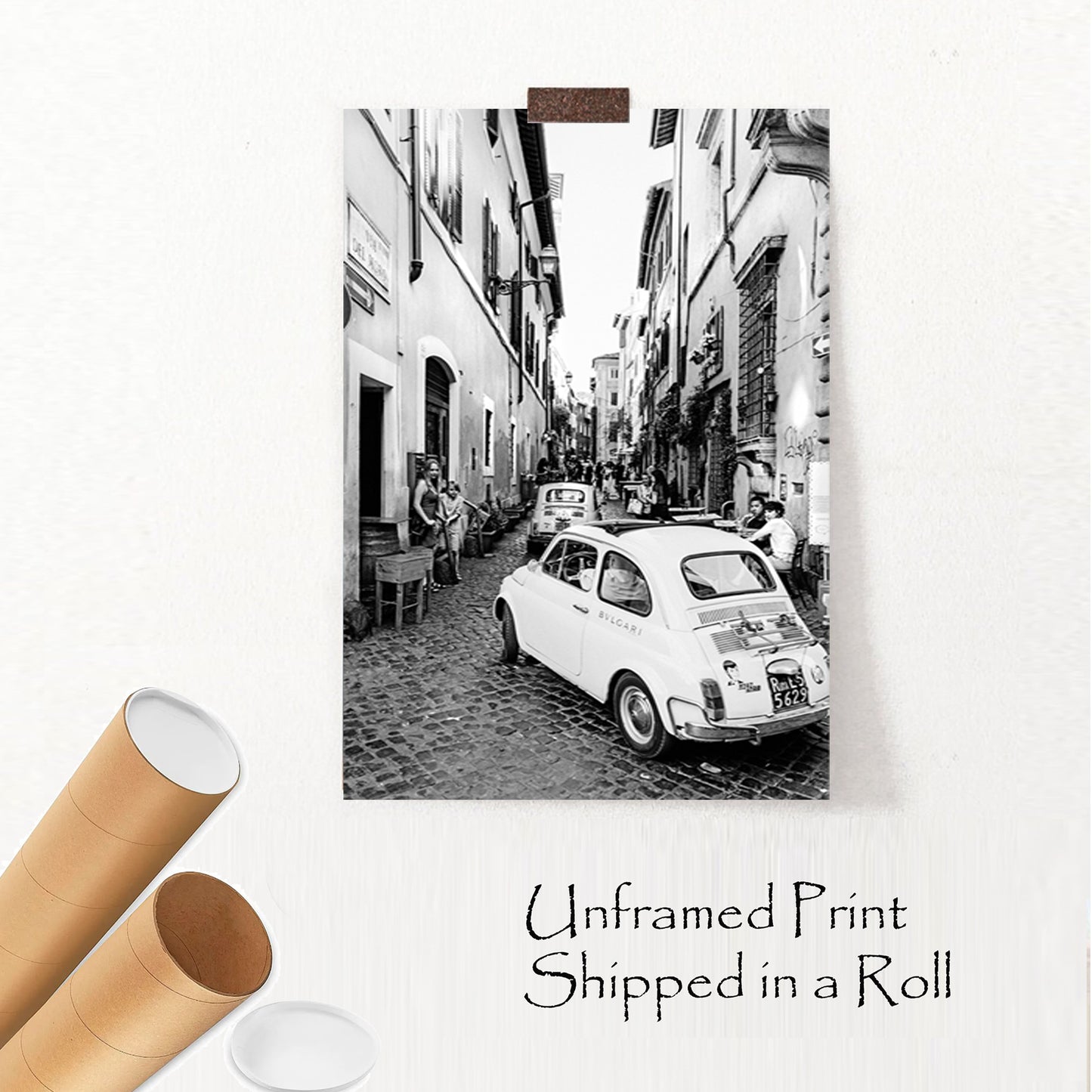 Rome car fiat 500 unframed poster.