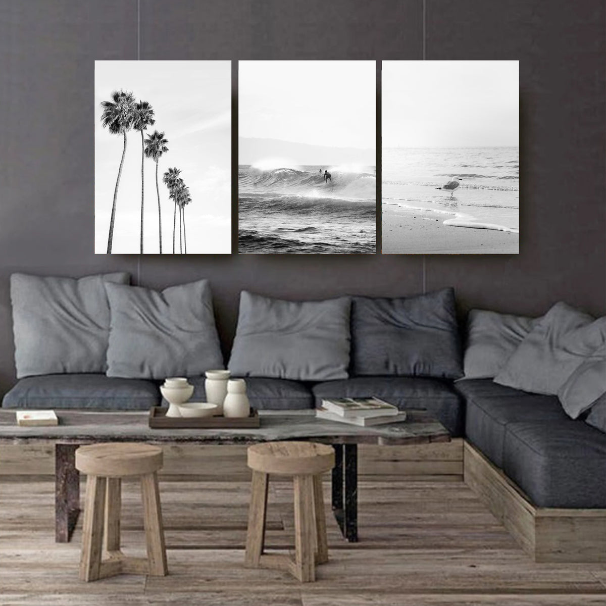 Coastal canvas triptych.