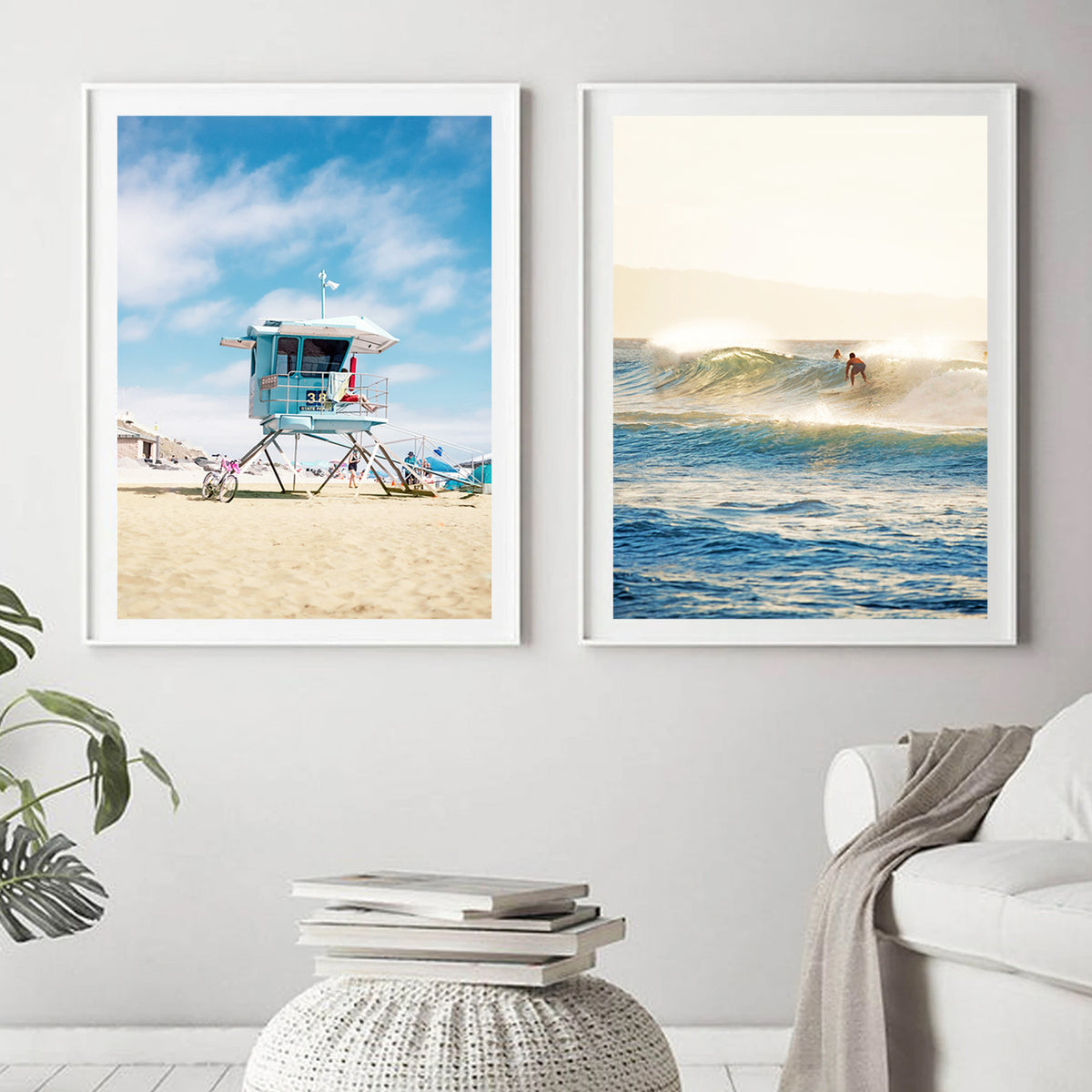 Two piece set of beach life photos.