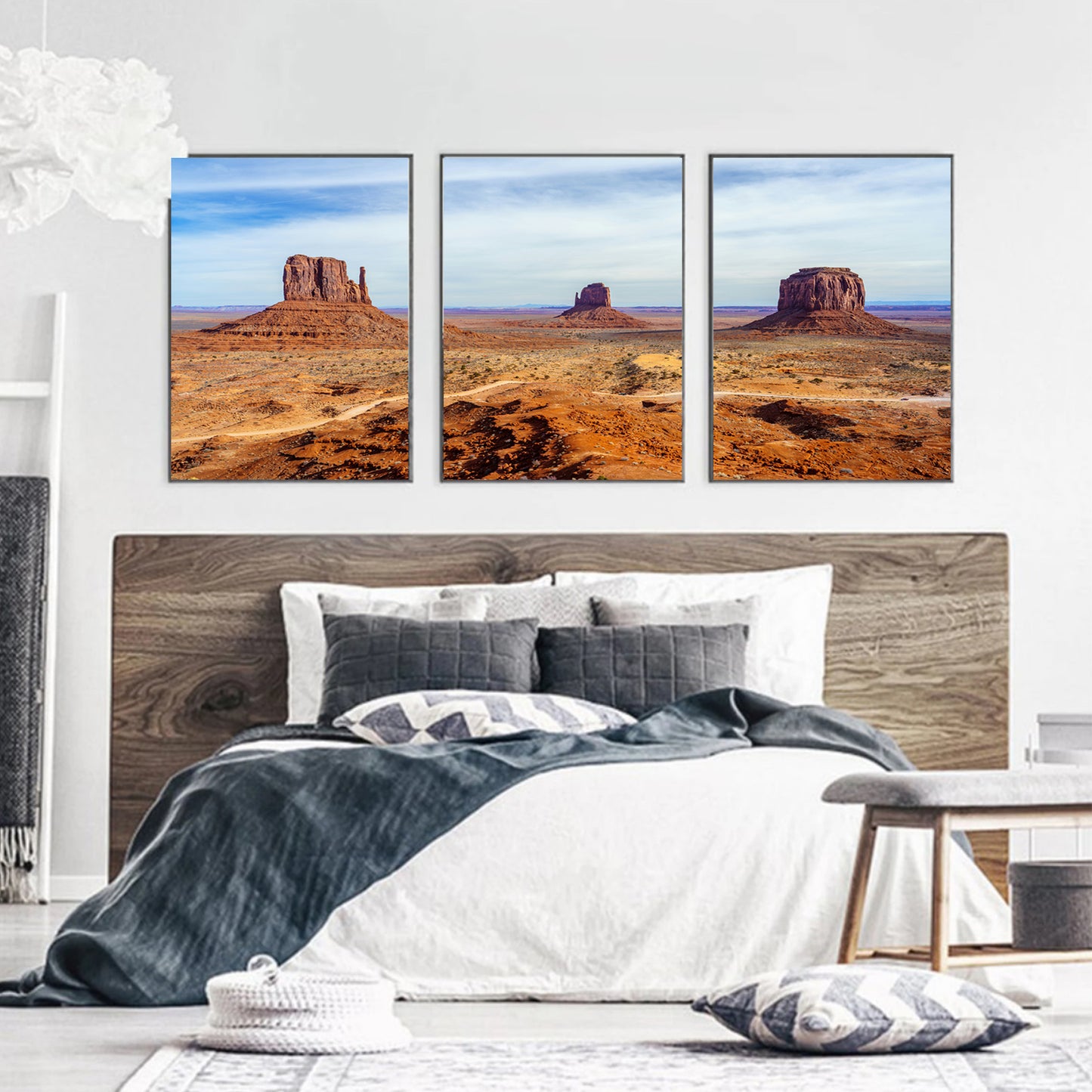 Desert photos in bedroom.