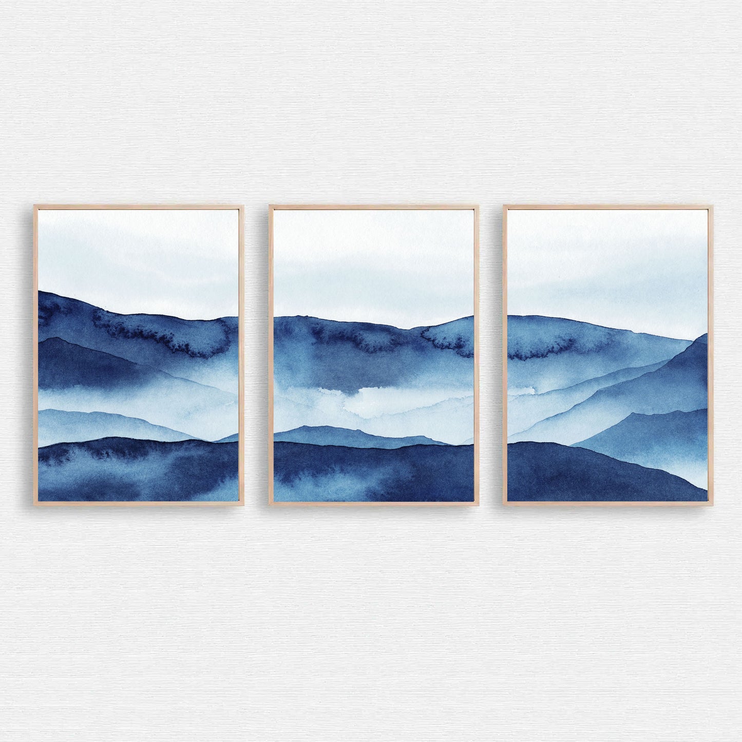 Misty mountain watercolor wall art.