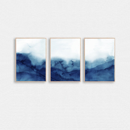 Rolling ocean wave triptych.