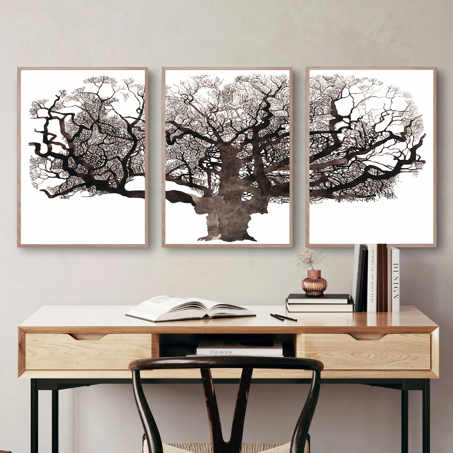 Oak tree triptych.