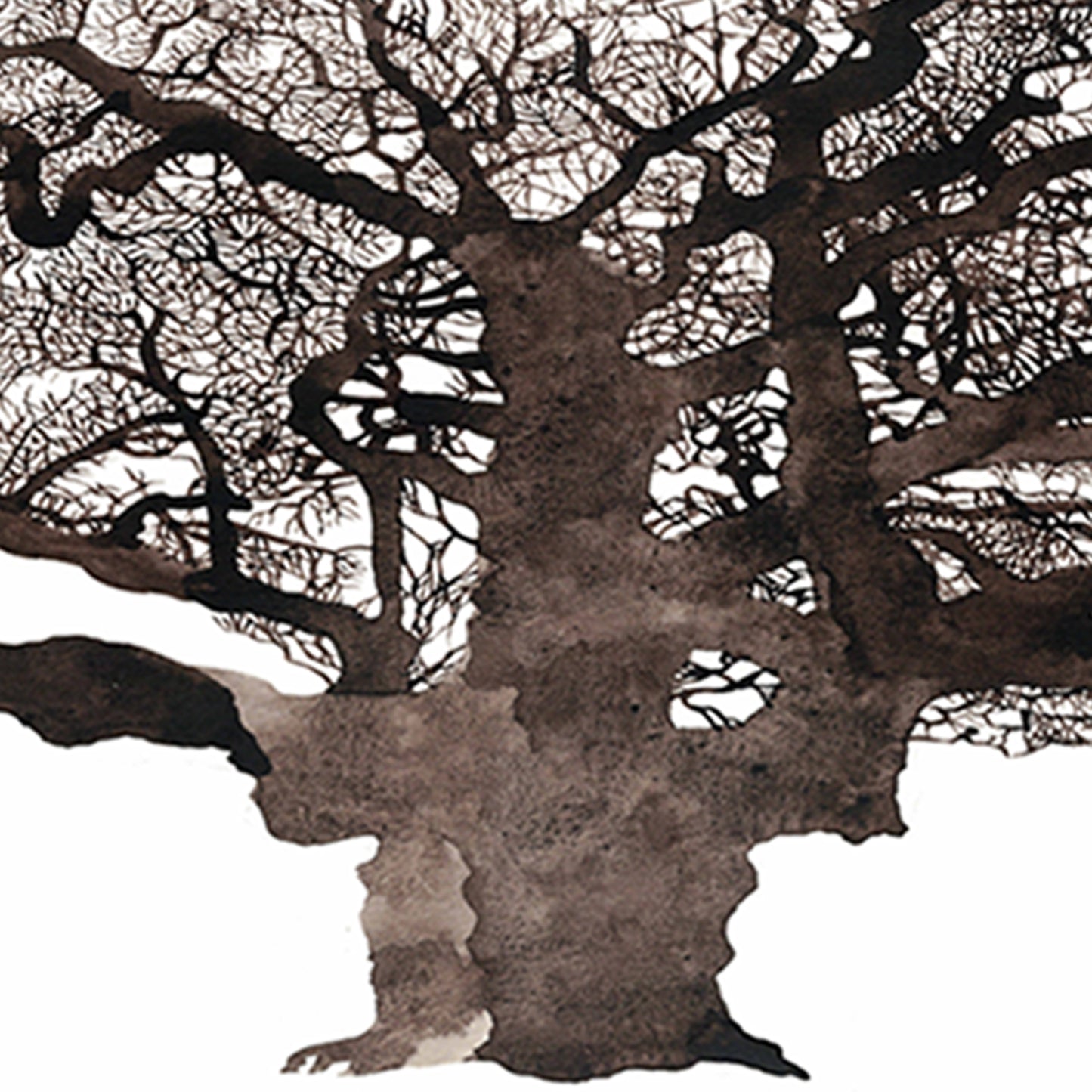 Oak tree watercolor painting.