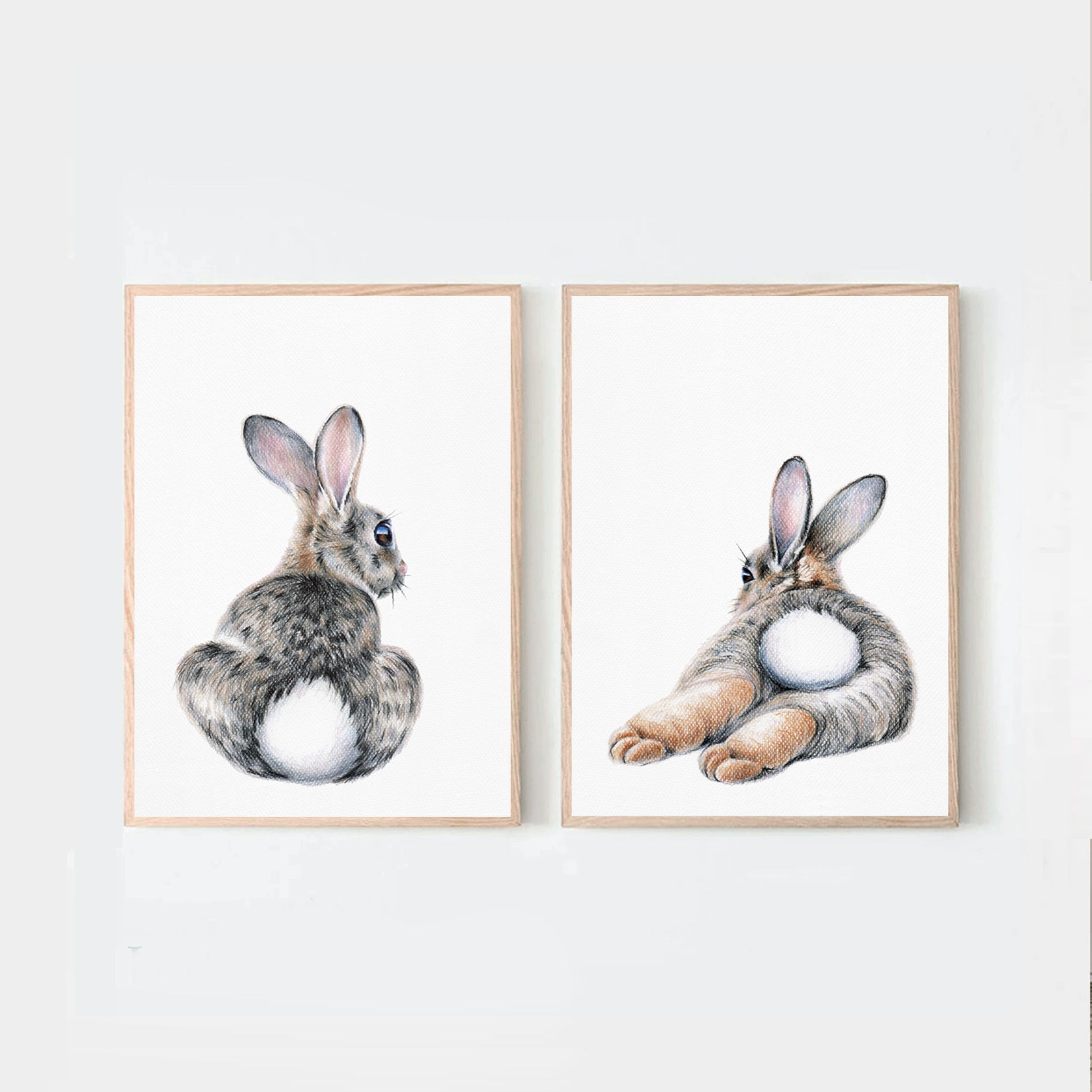 Bunny pictures set for nursery decor.