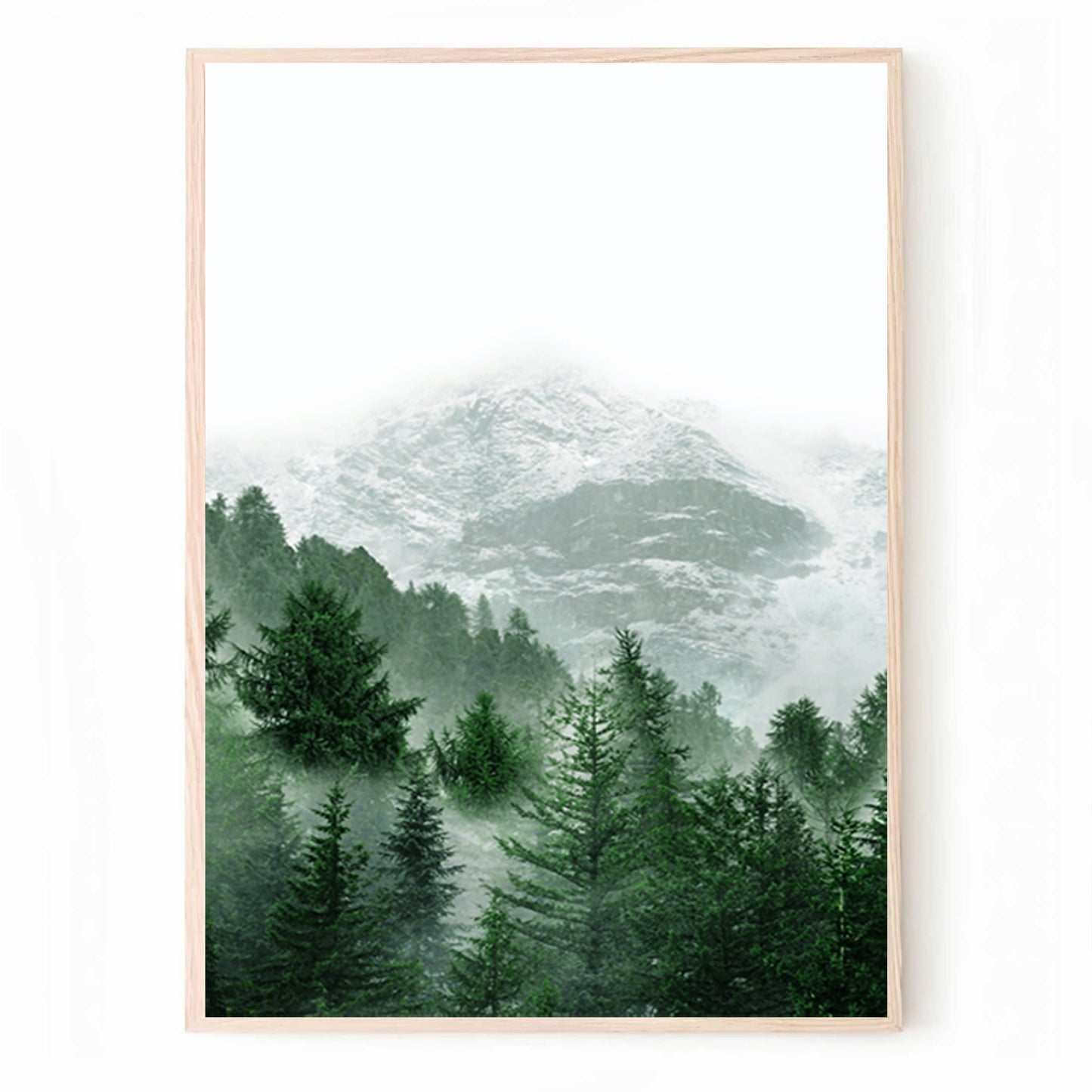 Triptychon „Grüner Wald“ | 3-teiliges Wandbild „Neblige Berglandschaft“