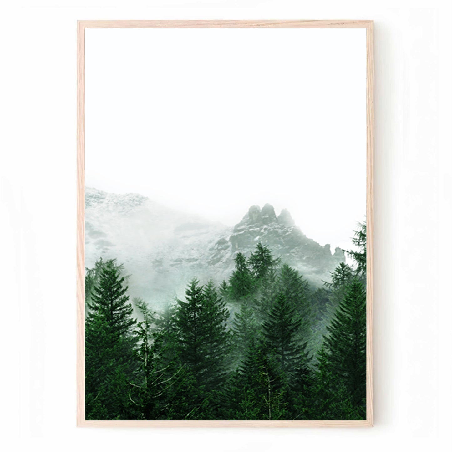 Triptychon „Grüner Wald“ | 3-teiliges Wandbild „Neblige Berglandschaft“