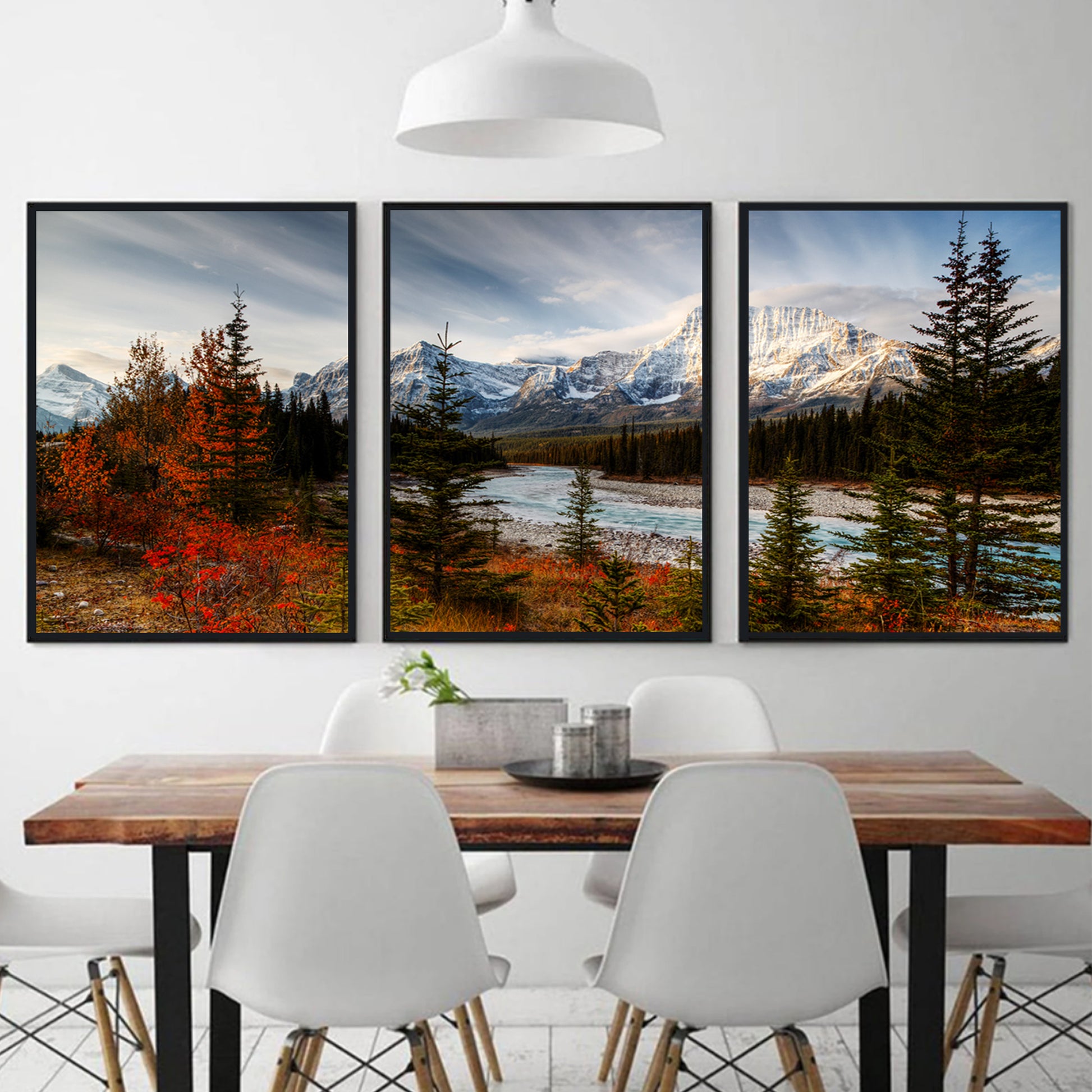 Autumn landscape in black color frames.