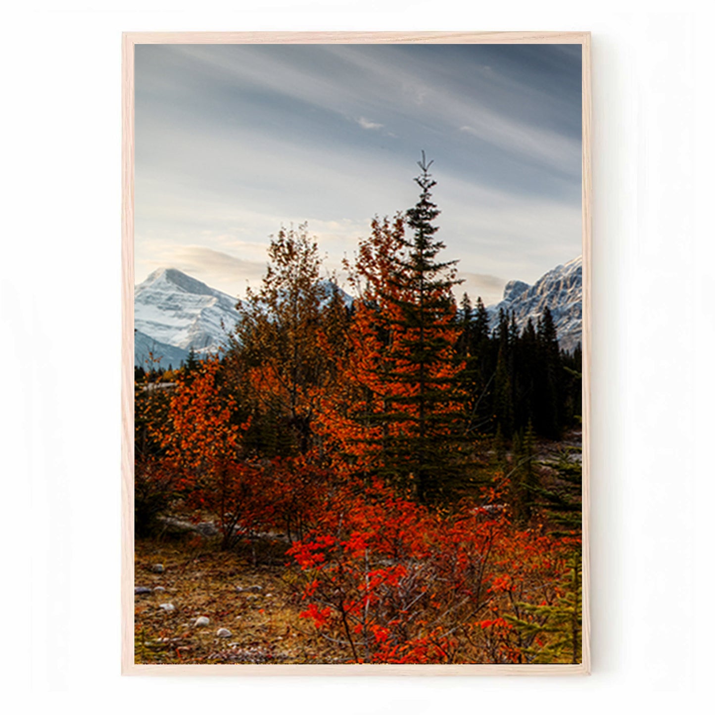 Herbstlandschaft mit Bergfluss 3-teiliges Wandbild | Herbst-Triptychon