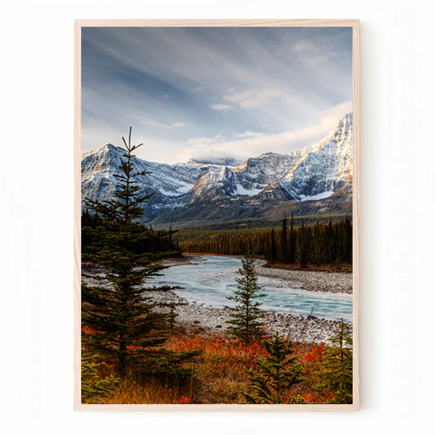 Herbstlandschaft mit Bergfluss 3-teiliges Wandbild | Herbst-Triptychon