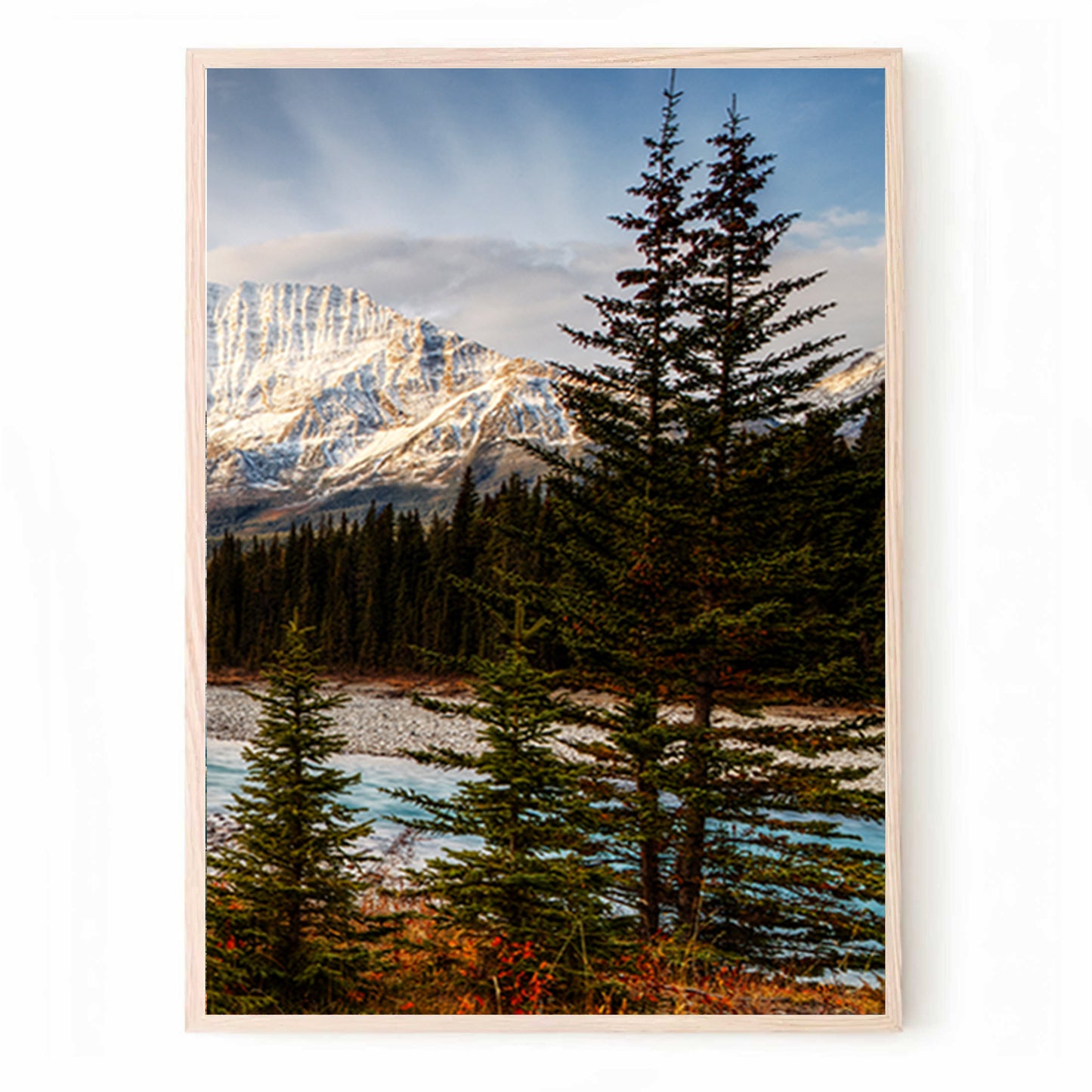 Autumn Landscape with Mountain River 3 Piece Wall Art | Fall Triptych