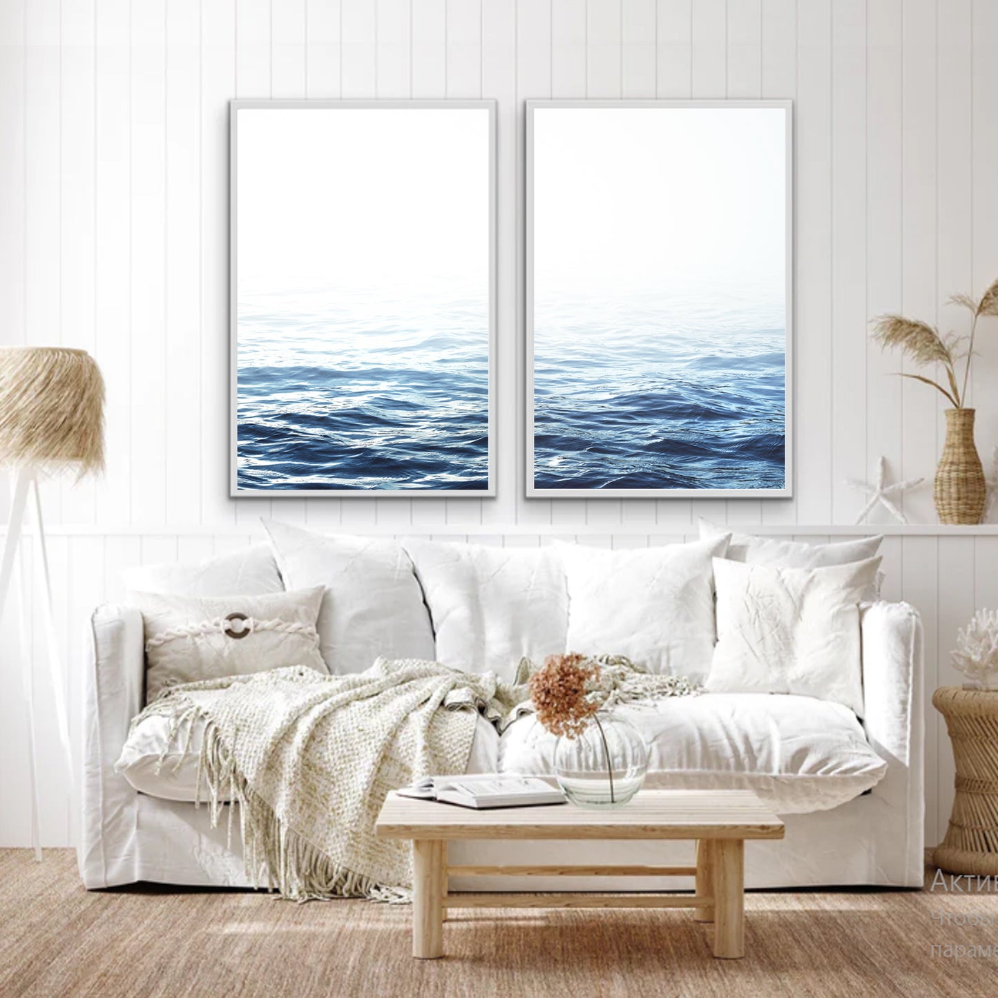 Contemporary navy blue wall decor.