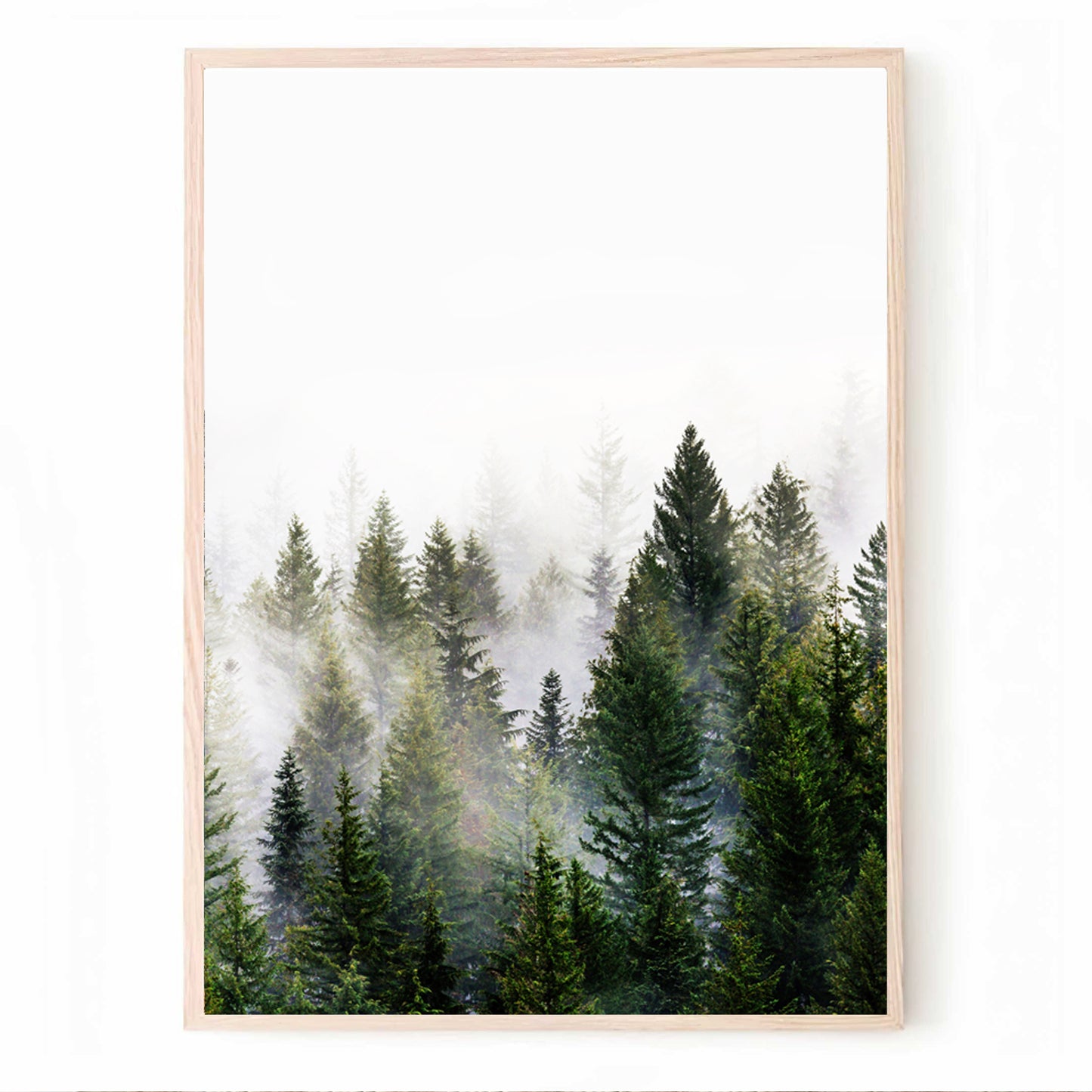 Nebliger Wald, zweiteiliges Wandbild, Nordischer Wald im Nebel, Druckset